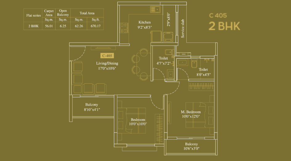 legacy-Milestone-Floor-Plan-C-Wing-2 BHK-670 Sqft